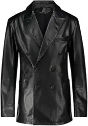 [Craftnik] Men's Lambskin Genuine Leather Blazer Coat | Casual Wear Leather Blazers | Black Real Lambskin Leather Jacket Blazer Coat