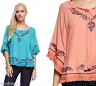 Embroidered Fringe Detail Tassel BOHO Blouse 8 10 12 14 16 Kimono Style Top WOW