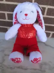 Build a Bear Heart Pawlette Rabbit 16"Plush-Red Sequin Jumpsuit