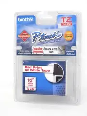 Genuine Brother P-Touch TZ Tape 1/2" Wide TZ-232 Red onWhite Label Cartridge New