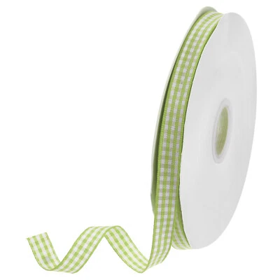 3/8 Inch 50 Yards Gingham Ribbon, Checkered Plaid Ribbon, Green