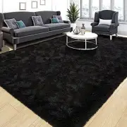 Super Soft Fluffy Rug for Bedroom, Modern Shaggy Rug Fuzzy 4 x 6 Feet Black