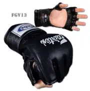 Fairtex MMA Glove FGV13 Open Thumb Black ( M,L,XL ) Genuine Leather Sparring K1