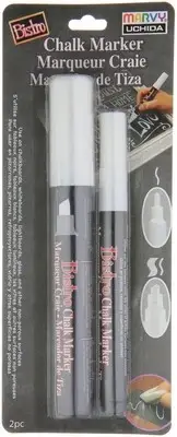 Uchida Bistro Chalk Marker Set 2/Pkg-White Fine & Chisel Tip 4832-2A