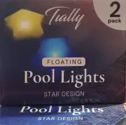Solar Floating Pool Lights -2Pk Star Design with Remote, 11 Colors, 3 Modes new