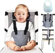 Baby Portable High Chair Booster Seat by Cloth Harness Toddler Chair Seat with Adjustable Straps to Fit Any Chair- Machine Washable Toddler Feeding,Eating Travel Seat Accessory,Travel Harness Seat