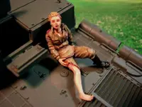 在飛比找樂天市場購物網優惠-樹脂模型 1/35少女與戰車二戰蘇家受傷女兵 GK白模F24
