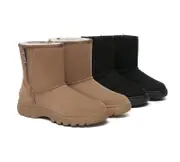 AUSTRALIAN SHEPHERD® UGG Boots Sheepskin Wool Zipper Short Outdoor - Black / AU Ladies 9 / AU Men 7 / EU 40