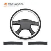 MEWANT Black Alcantara White PU Leather Steering Wheel Cover for Chevy Silverado