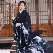 [REDBMX] Black Ink Painting Hanfu Men/Women Chinese Traditional Adult Halloween Cosplay Costume Fancy Dress for Couples Plus Size 3XL
