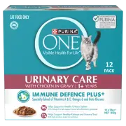 PURINA One Cat Adult Chicken Gravy 1+ Years Pouch 70gm 12 Pack Wet Cat Food Pet
