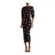 $595 Cynthia Rowley Floral Silk Midi Dress Size 4 NWT