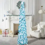 5ft Pop Up Christmas Tree with 50 LED Light White Tinsel Christmas Tree