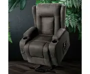 Heated Massage Lift Recliner Chair 8 Point Suede Fabric Padded with Cup Holder