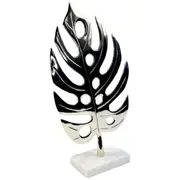 Handcrafted Contemporary Aluminium Banana Leaf Nickel Table Accent NEW