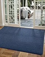 DEXI Door Mat Entryway Doormat Front Entrance Non-Slip Low Profile Washable for Inside Entry 35.5"X59",Blue