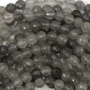 Natural Faceted Cloudy Gray Quartz Round Beads Gemstone 15" Strand 6mm 8mm 10mm