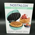 Nostalgia My Mini Waffle Maker "Teal" Compact 5" Non-Stick Dorms RVs Kitchen