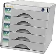 harayaa File Cabinet Document Storage Box Practical Easy to Use Business with Lock Desktop Drawer Filing Cabinet Desk Organizer, with 5 Drawers