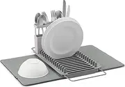 Umbra Udry Over The Sink Dish Rack & Drying Mat, Charcoal, 20 x 22.38 x 6.63 Inch