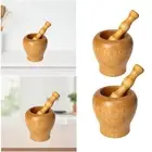 Kitchen Wooden Mortar and Pestle Set Garlic Ginger Grinder for Gingers Nuts