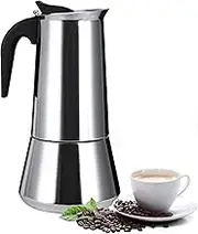 Stainless Steel Stovetop Moka Pot Espresso Maker Percolator 12 Cup 600ml Portable Italian Greca Cuban Coffee Maker for Big Family Home Office Camping, Work with Gas Electric Ceramic Stovetop