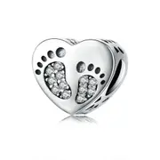 Footprints Heart Charm Fit for Women Bracelet Silver plating Fashion Jewelry