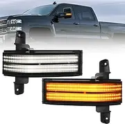 Nilight Side Mirror Marker Light Switchback Amber Turn Signals White Parking Light Smoked Lens Plug and Play Compatible With 2016-2019 Chevy Silverado GMC Sierra 1500 2500HD 3500HD