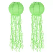 2Pcs 31x10in Jellyfish Paper Lantern, Green