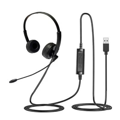 Corded Call Center Noise Cancelling USB Headset Headphone with Microphone Voice