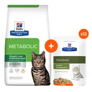 Hill's Prescription Diet Metabolic Weight Management Dry & Wet Cat Food Bundle Dry + 12pk