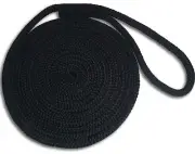 3/8" x 20' Double Braid Nylon Dock Lines - Black - Made in USA