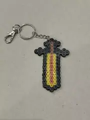 Minecraft Golden Sword Perler bead Keyring Pixel Art Collectable Keychain item