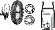 YC Yier 12" Rear Wheel 80/100-12 3.00-12 Tire and Rim with Disc Brake Assembly + Swing Arm Kit for Mini Dirt Pit Bike SSR Apollo Coolster Taotao 50cc 70cc 90cc 110cc 125cc (12mm Bearing)