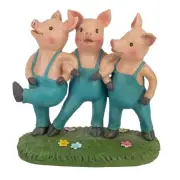 Northlight 8-Inch Three Dancing Pigs in Blue Overalls Outdoor Garden Statue