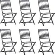 Folding Outdoor Chairs 6 pcs Solid Acacia Wood Patio Chair