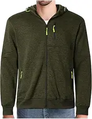 [Generic] Men's Hooded Sweatshirt Loose Fit Fleece Full Zip Sweatshirt Lightweight Breathable Sport Coat with Pockets
