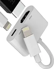 Lightning to HDMI Adapter 2 in 1 Charger Cord for iPhone 14 13 for iPad for Apple TV Cable Audio Video Converter Projector Screen Adaptor Digital Display DVI AV Multimedia Power Supply Phone Monitor