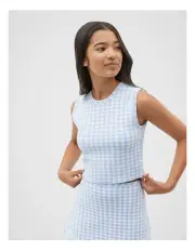 [Seed Heritage] Houndstooth Knit Tank in Blue Jay