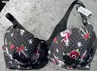 Torrid Plunge push Up Curve 40DD Bra Padded Lovers Tattoo Rich Black Plus 360 ba