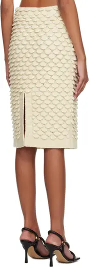 Fish scale wool medium length skirt L,M Nude