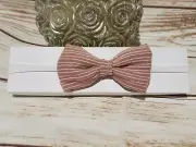 Newborn Baby Bow Headband - Dusty Pink Strips