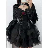 在飛比找ETMall東森購物網優惠-性感黑色上衣顯瘦公主蓬蓬裙吊帶