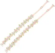 CABODYALS Pink Embroidered Flower Lace Removable Invisible Decorative Lingerie Bra Straps Floral Adjustable Replacement Polyester Shoulder Strap for Women Tops Dress Slipping Accessory