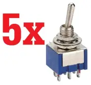 5x 6-Pin DPDT ON-OFF-ON Toggle Switch 6A 125VAC 5pcs B24