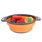 (Orange LS)Foldable Drain Basket Colander Fruit Vegetable Washing Basket AU