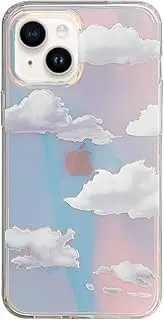 Asgens Compatible with iPhone 15 6.1 inch Laser Case, Cloud Pattern Iridescent Bling Glitter Luxury Case Slim TPU and Hard PC Shockproof Protective Cover for iPhone 15 6.1" Girls Women