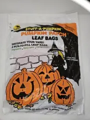 Vintage Sunhill Halloween Pumpkin Patch Stuff-A-Pumpkin Leaf Bags Family NOS