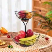 2 Tier Fruit Basket Stand Space Saving Iron Wire Storage Basket for Counter