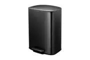 50L Pedal Recycling Bin Kitchen Rubbish Trash Garbage Waste Trashcan Black Dustbin Step Container Soft Closing Lid Rectangular for Home Indoor Office